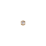 Small round gold charm with a clear crystal centre, set in a polished gold-tone stainless steel frame, designed for jewellery making or layering on bracelets and necklaces.