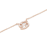 Delicate rose gold chain necklace featuring a Cancer zodiac pendant adorned with sparkling hand-set crystals.