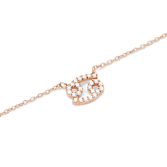 Delicate rose gold chain necklace featuring a Cancer zodiac pendant adorned with sparkling hand-set crystals.