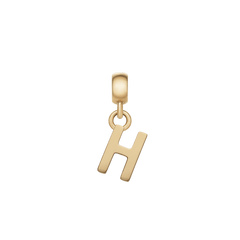 Gold letter H charm with a polished, minimalist finish and petite design, featuring an adjustable clasp for customising bracelets or necklaces.