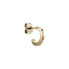 Single Elan Gold Earring featuring a small, polished hoop design with PVD gold plating, engraved with the Daniel Wellington logo and finished with a secure butterfly back.