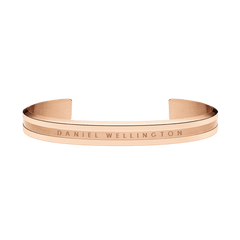 Open cuff Elan Bracelet in rose gold by Daniel Wellington, featuring a minimalist design with engraved branding and a polished finish.