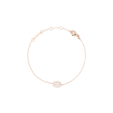 Delicate rose gold chain bracelet featuring a sparkling Cancer zodiac pendant with hand-set crystals and an adjustable clasp.