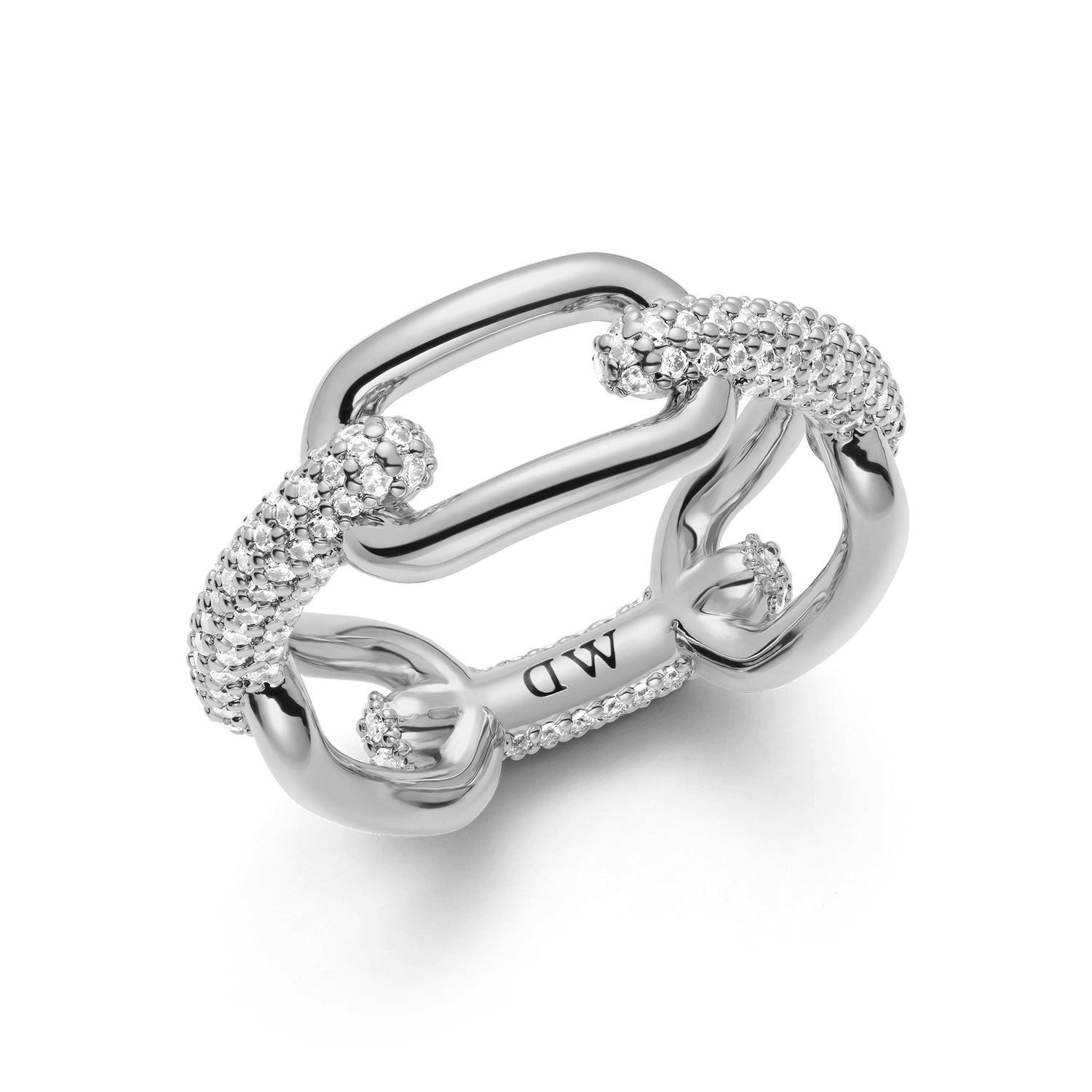 Crystal Link Ring Silver