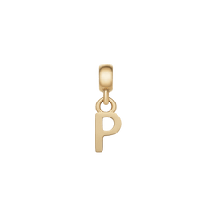 Gold letter P charm with a refined, polished finish and an adjustable clasp, perfect for personalising your favourite bracelet or necklace.
