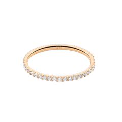 Delicate Mirelle Eternity Ring in rose gold with a 1.4 mm slim band, featuring a full circle of white cubic zirconia crystals for a subtle, elegant sparkle.
