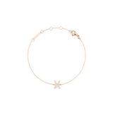 Rose gold chain bracelet with an adjustable clasp, featuring a delicate Pisces zodiac pendant set with sparkling crystals.