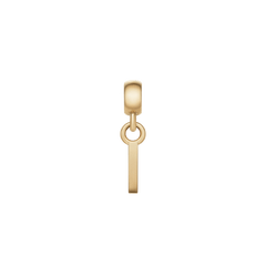 Gold letter I charm with a slim, minimalist design and polished finish, featuring an adjustable clasp for easy personalisation of bracelets or necklaces.