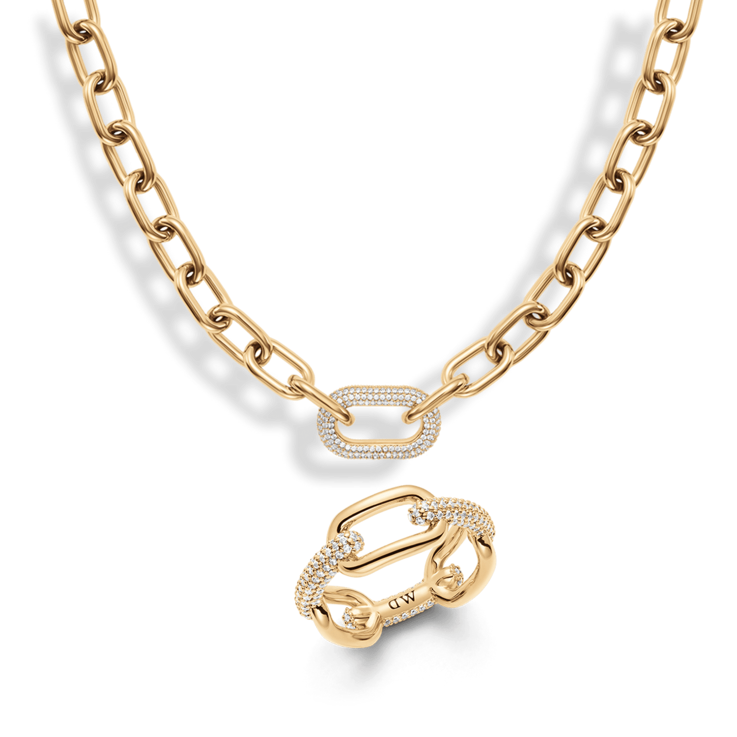 Crystal Link Ring, Necklace & Bracelet Gold