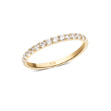 Slim gold eternity ring with a 2mm band, featuring a row of white cubic zirconia crystals set in polished PVD gold-plated stainless steel. The delicate design offers a refined, sparkling accent suitable for everyday wear or special occasions.