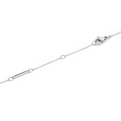 Close-up of the Crystal Zodiac Chain Necklace Silver adjustable clasp and fine silver chain with secure lobster fastening.