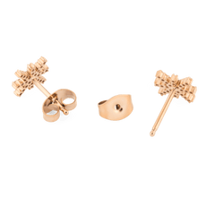 Back view of Mirelle Star Earring Rose Gold studs, highlighting the rose gold-plated stainless steel setting, star-shaped design, and secure butterfly backs.
