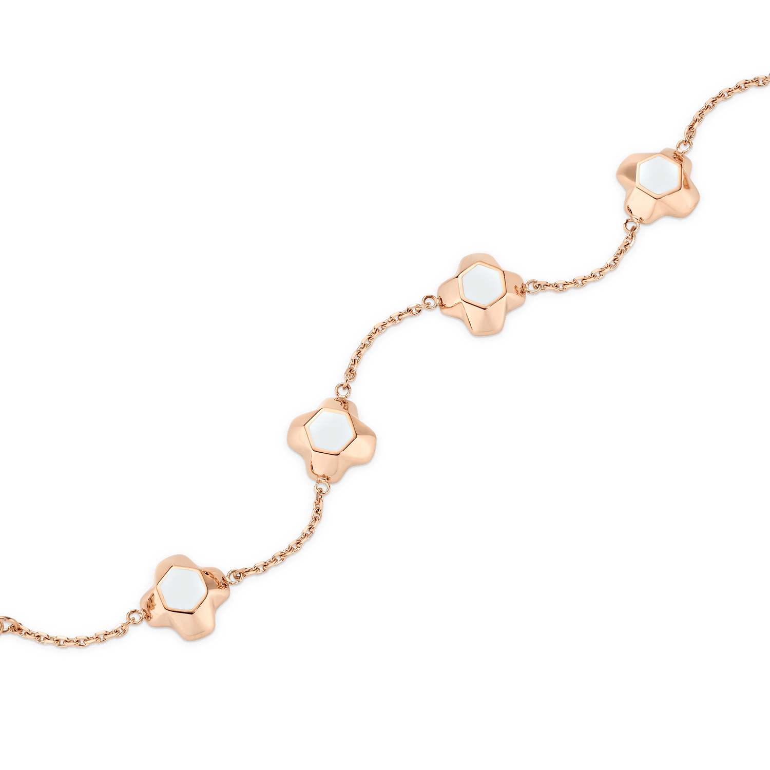 North Star Bracelet 5 Small White Enamel Rose Gold