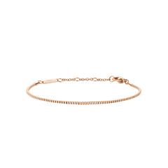 Slim rose gold box chain bracelet with an adjustable clasp, crafted from stainless steel and finished with a polished, minimalist design.