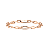 Rose gold chain bracelet featuring chunky links and a central oval link embellished with sparkling cubic zirconia crystals, finished with a secure spring gate clasp.