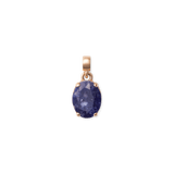 Oval rose gold charm featuring a unique blue spot semi-precious stone with natural veining, set in a polished rose gold stainless steel frame and designed for necklaces or bracelets.