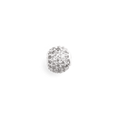 Sterling silver orb charm set with pavé white cubic zirconia crystals, featuring a modern, sparkling finish.