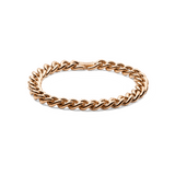 Chunky rose gold chain bracelet with rounded polished links and a fold-over clasp, crafted from stainless steel for a bold yet refined look.