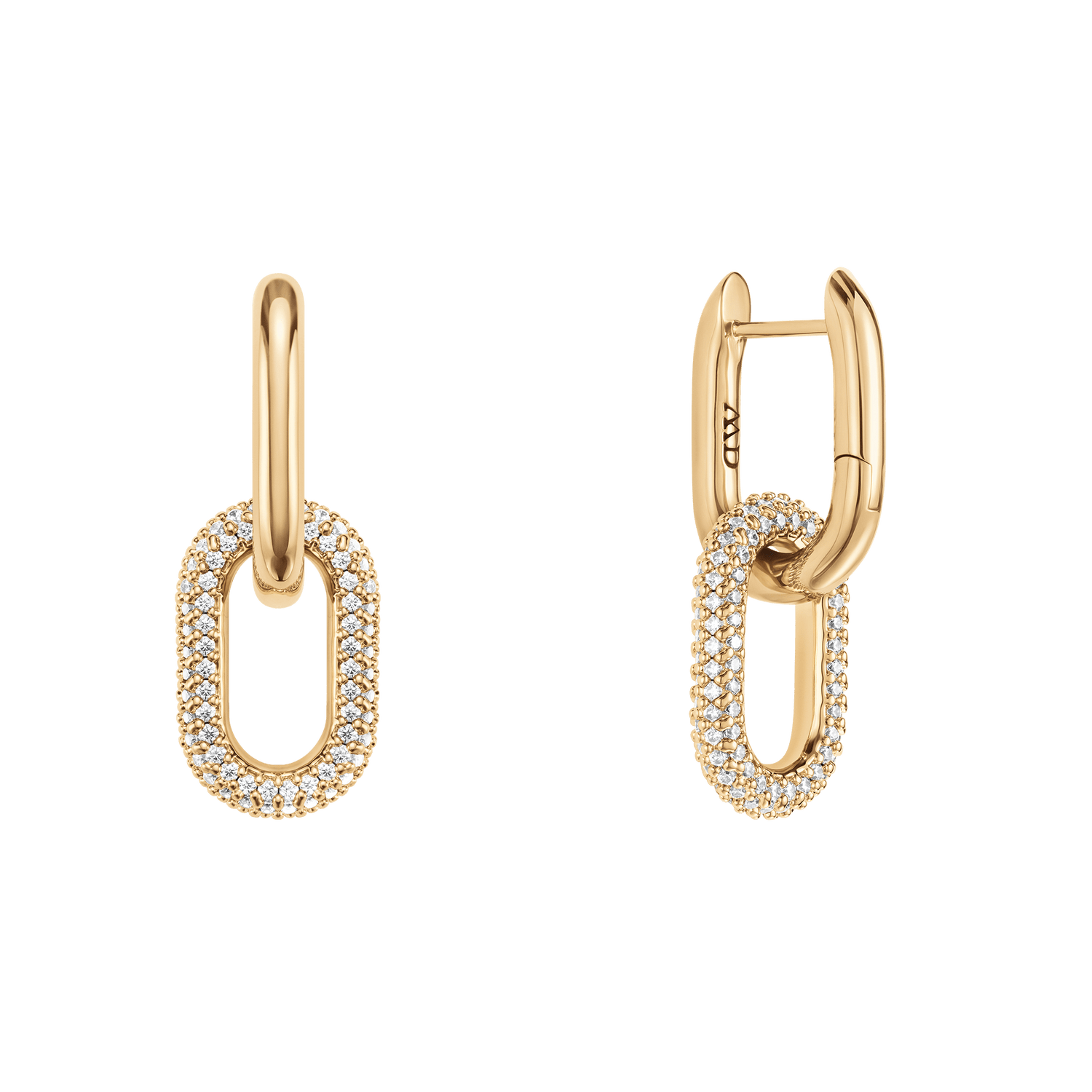 Crystal Link Earrings Gold
