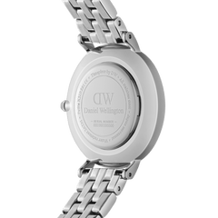 Back view of Petite Lumine Bezel 5-Link Arctic S, showing engraved stainless steel case and silver 5-link bracelet.