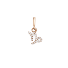 Capricorn zodiac watch charm in rose gold, featuring the Capricorn symbol set with sparkling cubic zirconia crystals on a polished stainless steel charm.