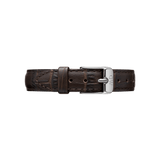 York Strap Silver brown croc-embossed leather watch strap with silver buckle, designed for 32mm Daniel Wellington watches.