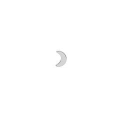 Petite crescent-shaped silver moon stud earring crafted from polished stainless steel, shown against a plain background.