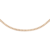 Rose gold box chain necklace with a polished, minimalist design and subtle shimmer, crafted from stainless steel.