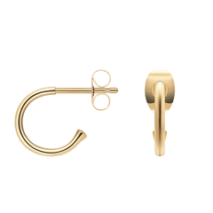Charms Earrings Gold featuring a minimalist open hoop design in polished stainless steel with IPG gold plating and secure butterfly backs.