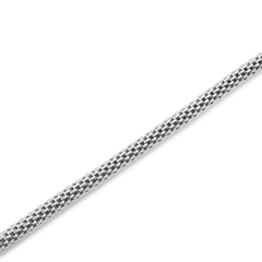 Detail view of the Tide Mesh Bracelet Sterling 2.8 showcasing its slim, polished silver mesh band and refined texture.