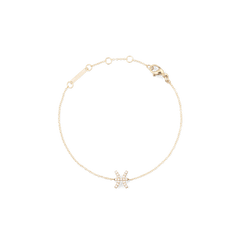 Crystal Zodiac Chain Bracelet Gold featuring a fine adjustable gold chain and a sparkling Pisces zodiac pendant at the centre.