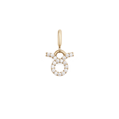 Gold Taurus zodiac watch charm crafted from stainless steel with PVD gold plating, featuring sparkling cubic zirconia crystals in a secure claw setting.