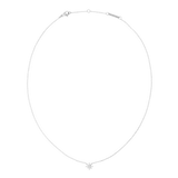Delicate silver necklace featuring a fine chain and a star-shaped pendant adorned with white cubic zirconia crystals, designed for a subtle, elegant shimmer.