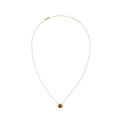 Gold Audrey Necklace with domed Tiger Eye stone and cubic zirconia accents on a fine adjustable chain, elegant and timeless.
