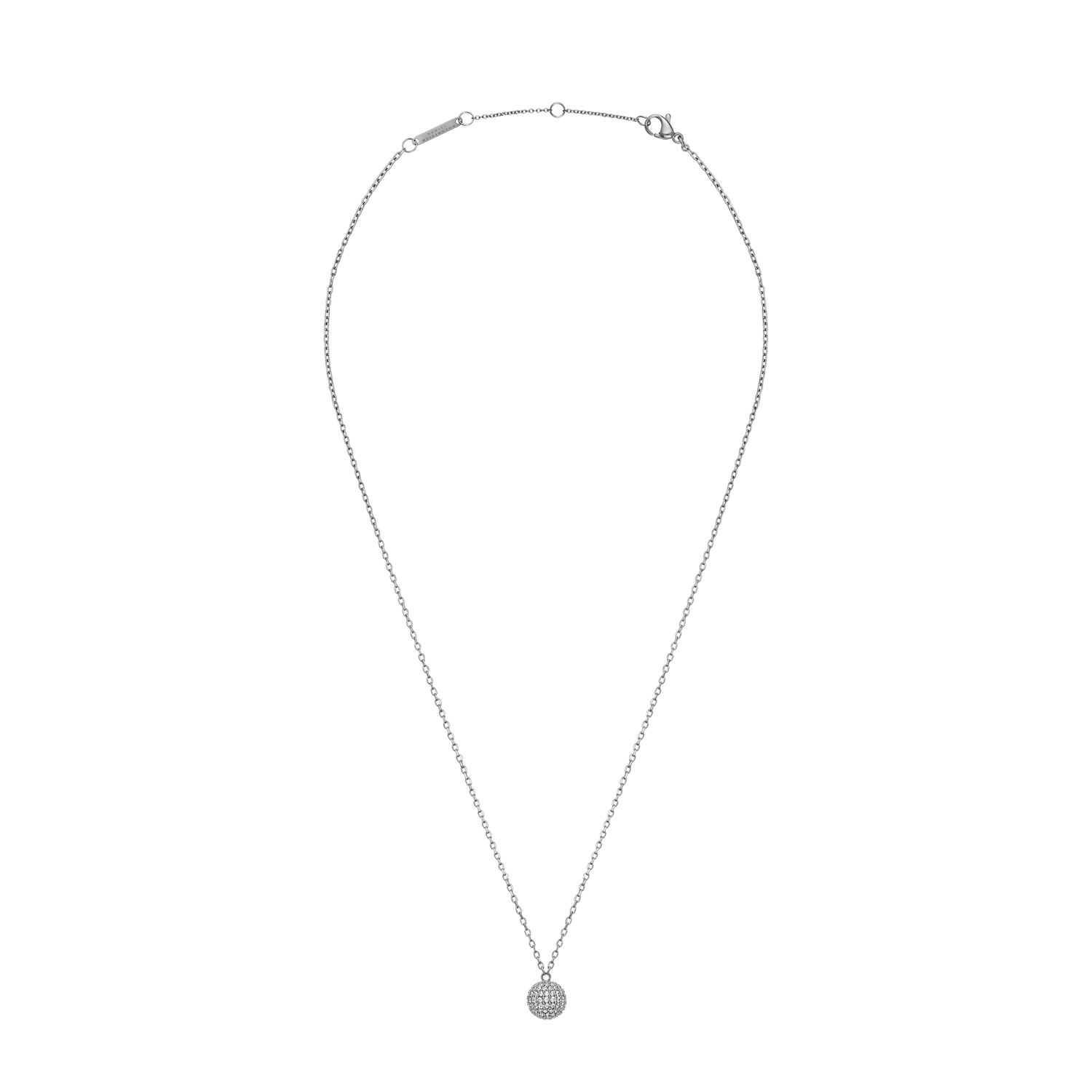 Pavé Crystal Pendant Necklace Silver