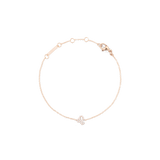 Delicate rose gold chain bracelet featuring an adjustable length and a crystal-set zodiac pendant as the centrepiece.