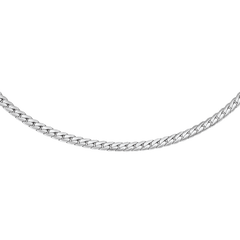 Polished silver flat chain necklace crafted from 316L stainless steel, featuring a sleek, minimalist design that sits elegantly at the collarbone.