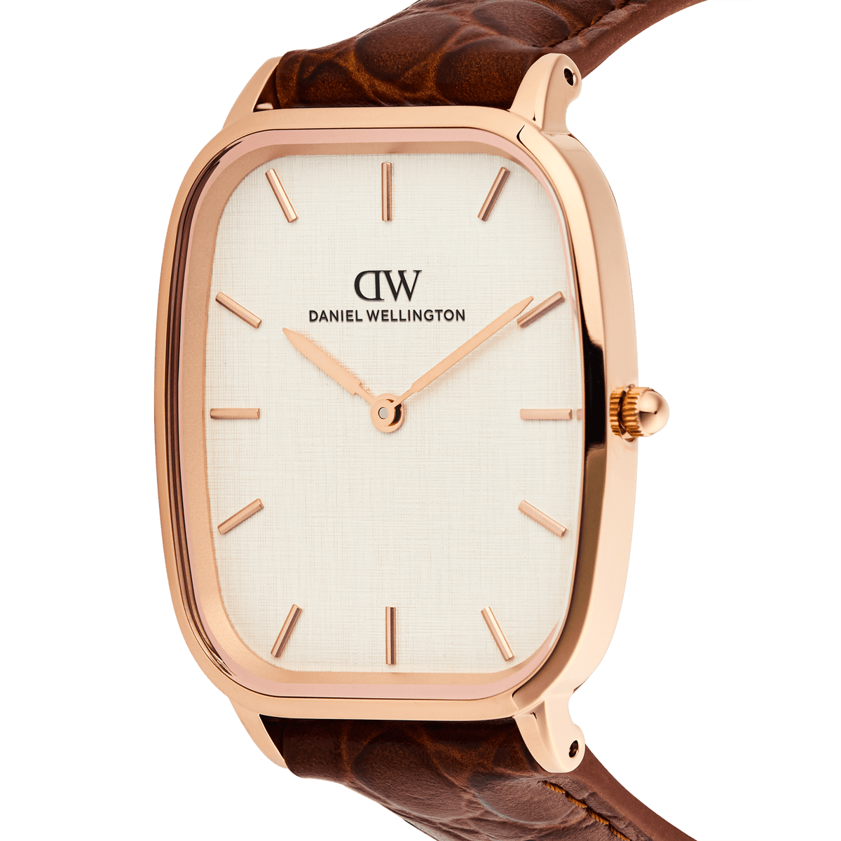 Marlon Brown Croc Belly Linen Rose Gold
