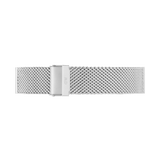 Elegant Mesh Sterling Strap Silver with a finely woven stainless steel mesh design and a secure fold-over clasp, ideal for updating your watch with a classic and comfortable look.