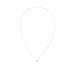 Delicate rose gold chain necklace with an adjustable length, featuring a sparkling Pisces zodiac pendant at the centre.