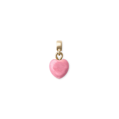 Heart-shaped rhodonite charm in soft pink, set on a polished gold-toned bail, crafted from stainless steel with PVD gold plating. The charm features natural stone variations, offering a unique and elegant accent for necklaces or bracelets.