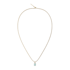 Fine gold necklace featuring an octagon-cut amazonite charm with a soft blue-green stone, offering a minimal and elegant jewellery accent.