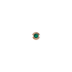 Rose gold charm with a polished finish, featuring a vibrant emerald green crystal at the centre, designed for threading onto bracelets or necklaces.