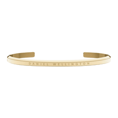 Classic Bracelet Gold by Daniel Wellington featuring a slim, polished gold open cuff design with an engraved logo on the front.