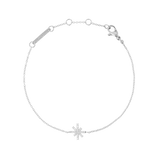 Delicate silver bracelet featuring a slim adjustable chain and a central star charm set with sparkling white cubic zirconia, designed for a refined and minimalist look.