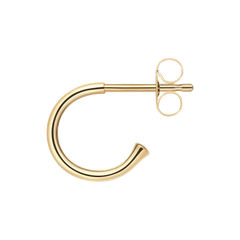 Single Charms Earrings Gold featuring a sleek open hoop design in polished gold-plated stainless steel with a butterfly fastening.