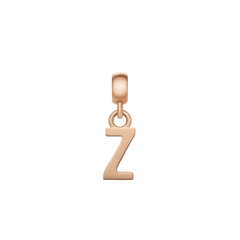 Rose gold letter "Z" charm with a sleek, polished finish and minimalist design, crafted from stainless steel for personalising bracelets or necklaces.