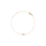 Slim gold chain bracelet with an adjustable clasp, featuring a crystal-studded zodiac pendant at the centre.