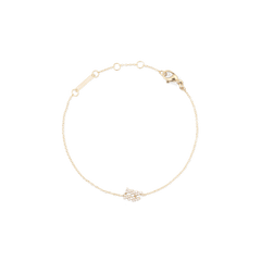 Slim gold chain bracelet with an adjustable clasp, featuring a crystal-studded zodiac pendant at the centre.