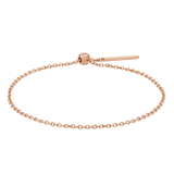 Delicate rose gold chain bracelet with an adjustable sliding clasp, featuring a classic oval link design and a polished finish.